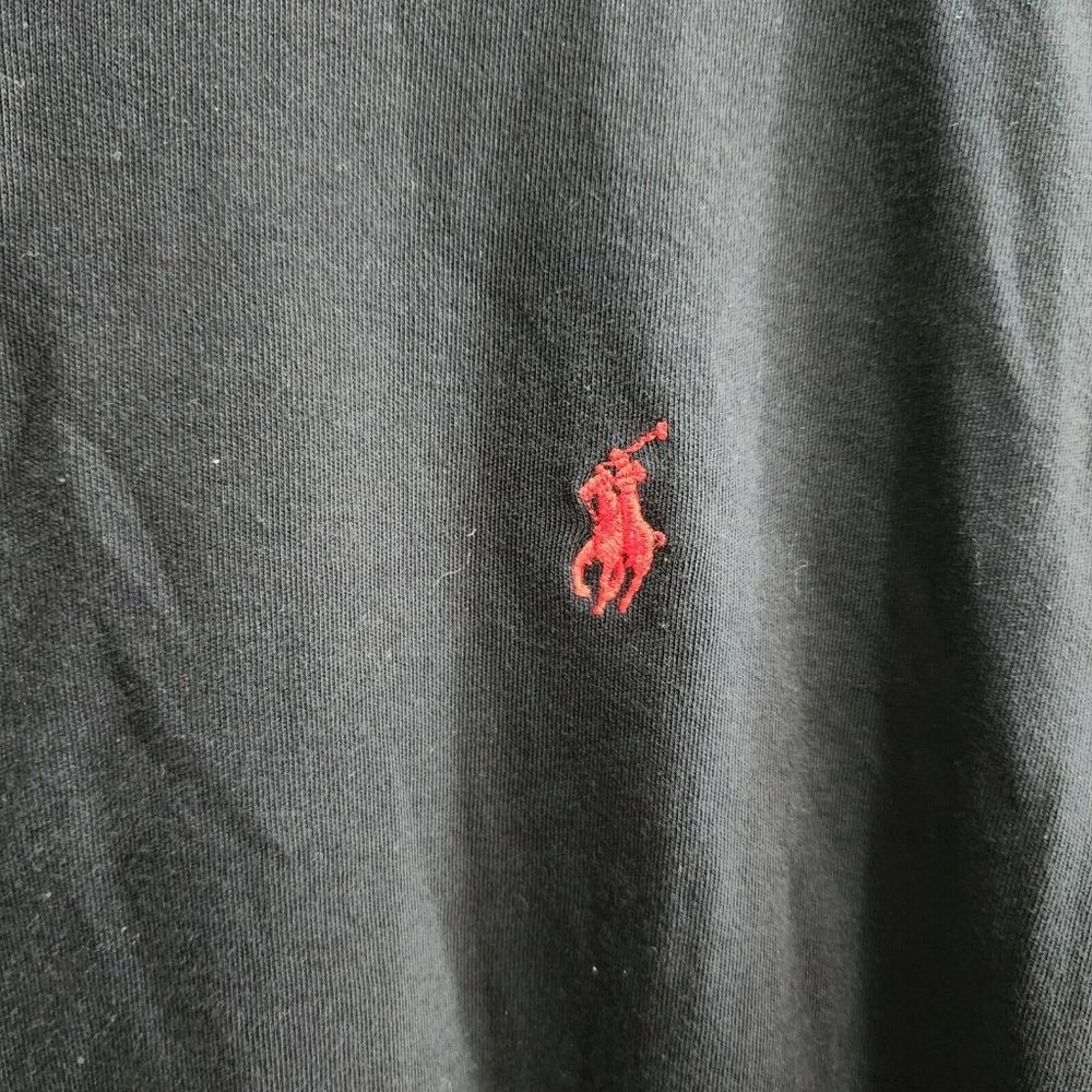 Polo Ralph Lauren Black Long Sleeve Red Pony Polo Shirt Size XL 100% Cotton - Picture 5 of 7